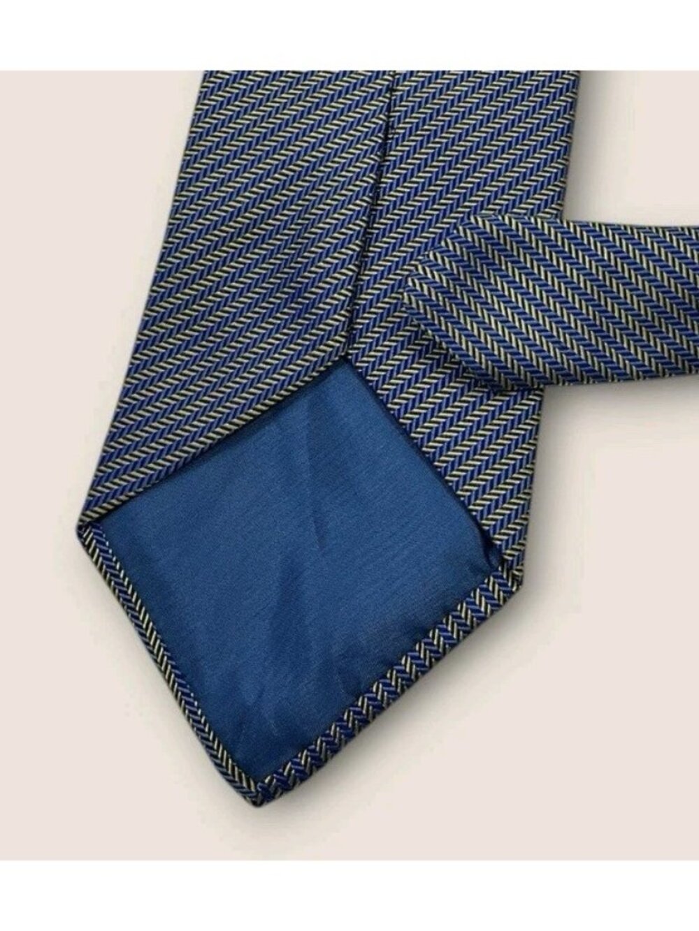 CHARLES TYRWHITT Silk Tie ENGLAND Changing Blue Gold Herringbone W:3.7" EUC - Picture 5 of 6